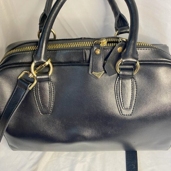 Cuore & Pelle Black Celeste Satchel Leather w/Crossbody Strap and Double Handles - Picture 2 of 10